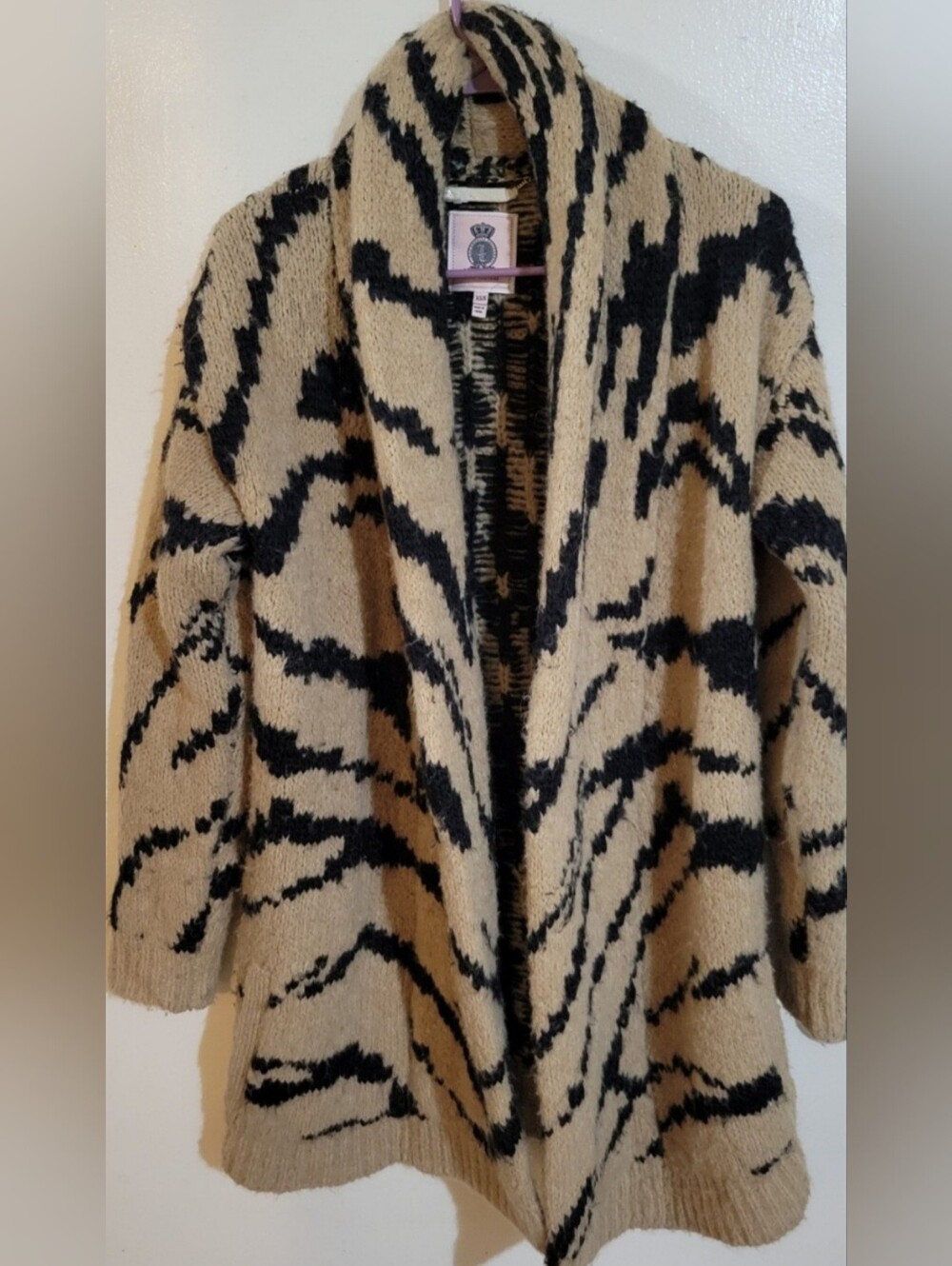 Juicy Couture Animal Heavy Duty Thick Wool Cardigan Sweater Size XS/S